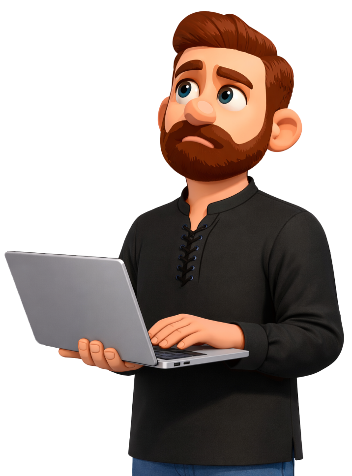 Маскот Прогнозыча с ноутбуком